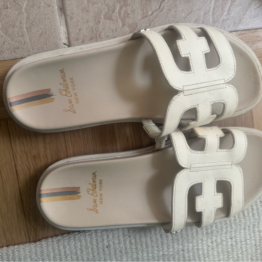 Sam Edelman Cream Chunky Slide Sandals